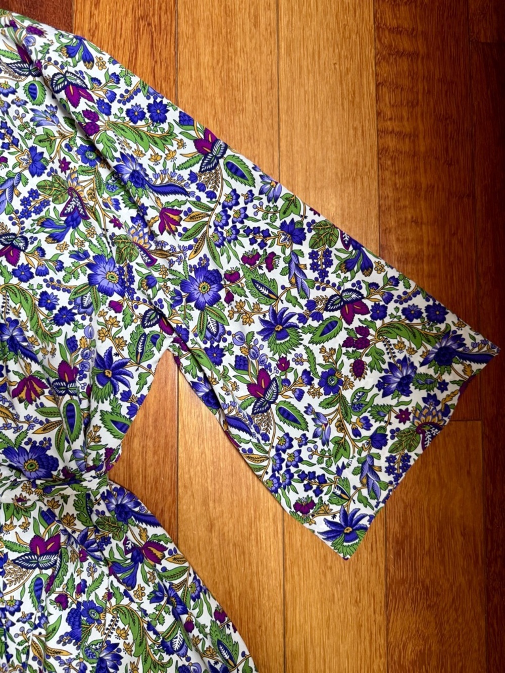 Brettons | Vintage Floral Spring Kimono Wrap Robe in Purple & Green Size S - Picture 6 of 8